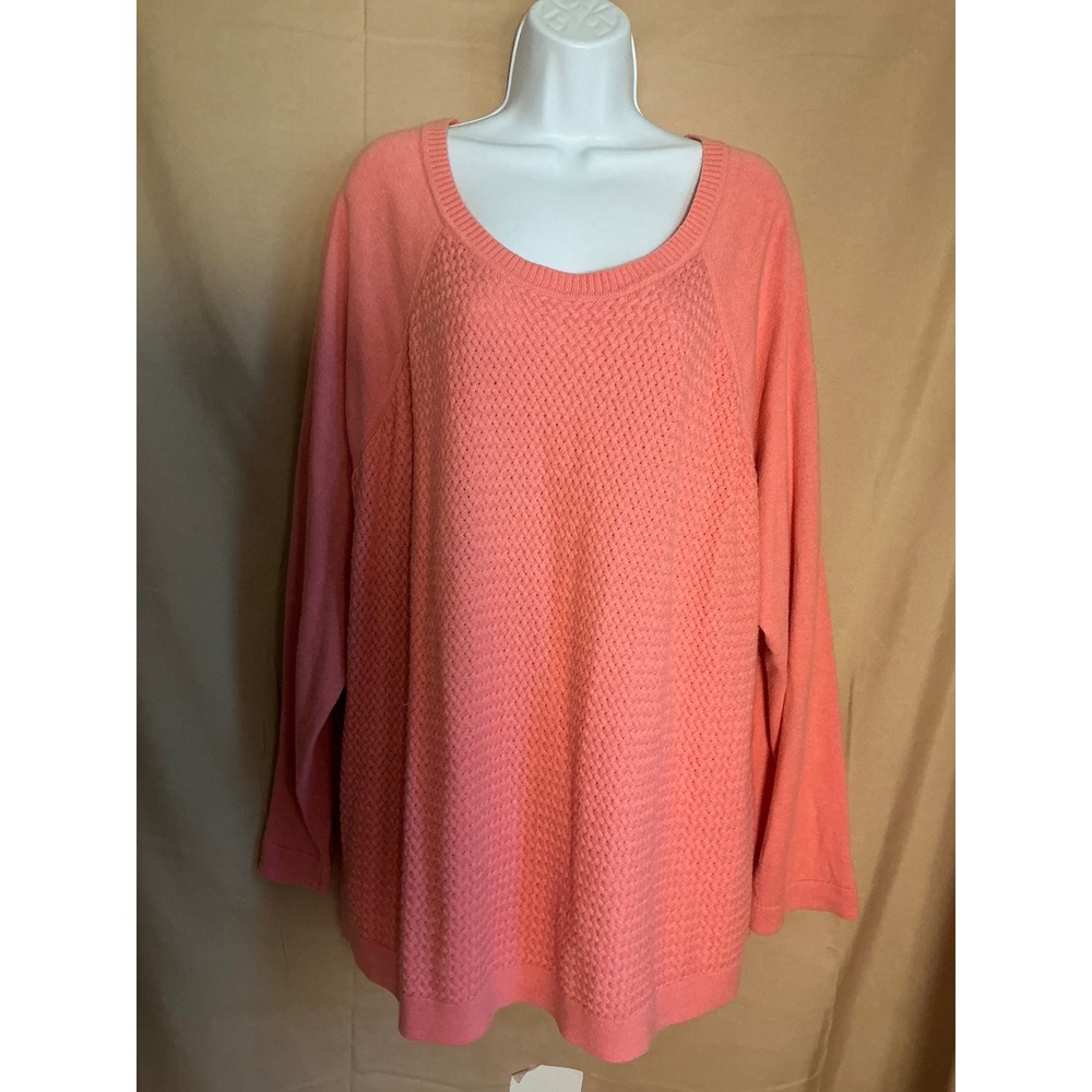 Sonoma Pullover Sweater Womens 3X Coral Pink Excellent Textured Knit Scoop Neck